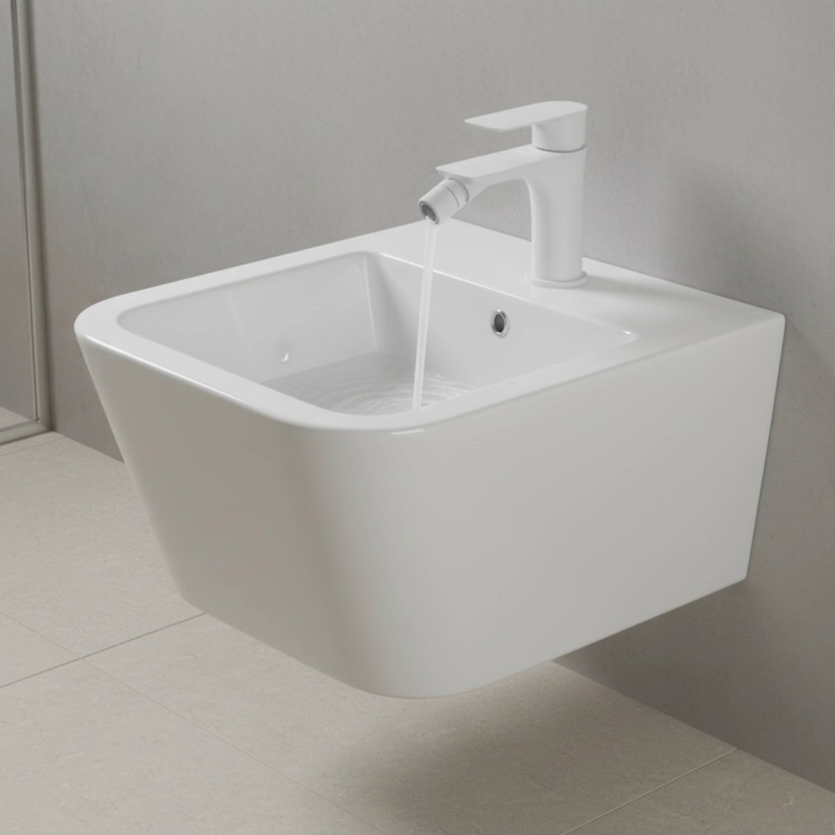 Griferia para bidet blanco brillo Flat - Thebath