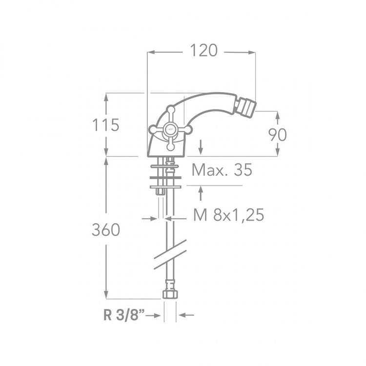 Robinet de bidet chromé Monobloc época