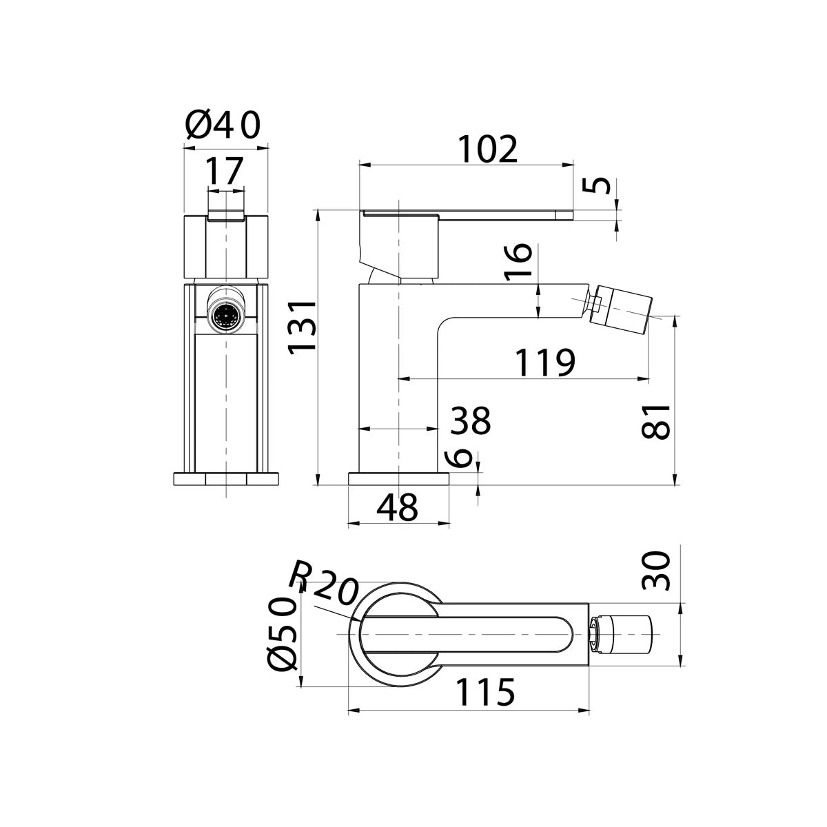 Grifo de bidé monomando negro - Thebath