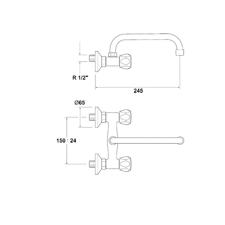 Robinet mural Monobloc 15 cm