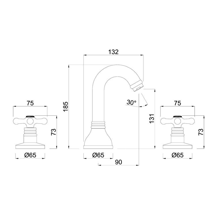 Robinet de lavabo 3 pièces Stilo 