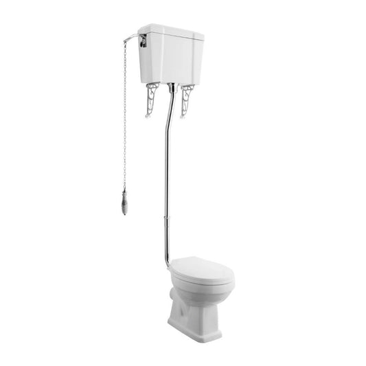 Inodoro clásico tanque alto York + Lavabo con pedestal York - Thebath