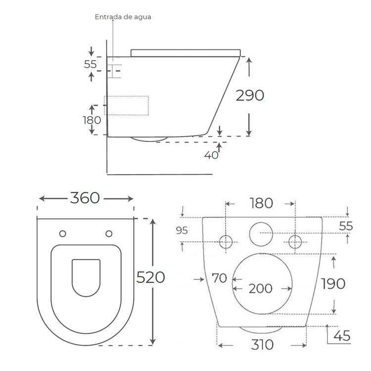 Venice gris mat WC suspendu