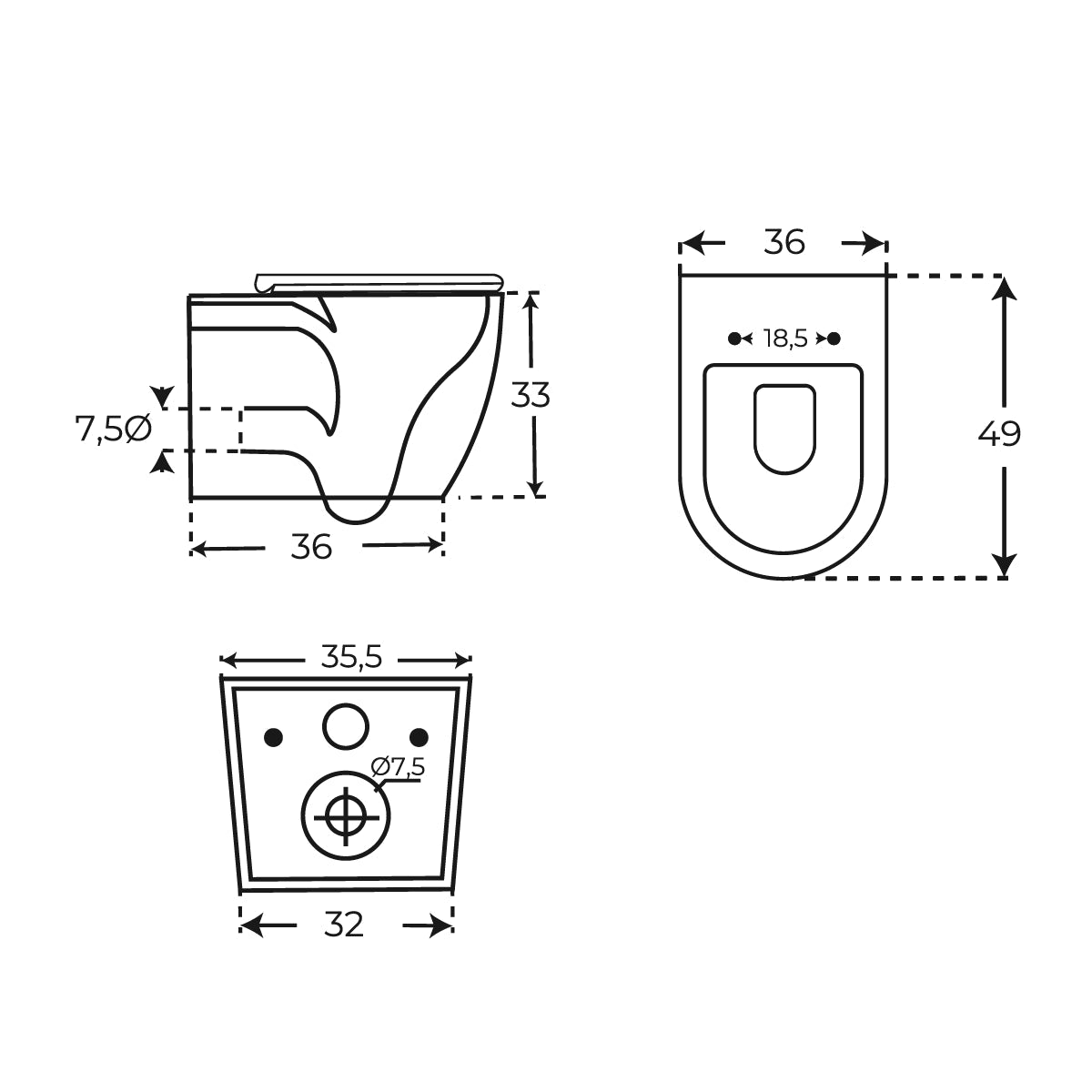 Inodoro suspendido Negro - Oro Umbra - Thebath