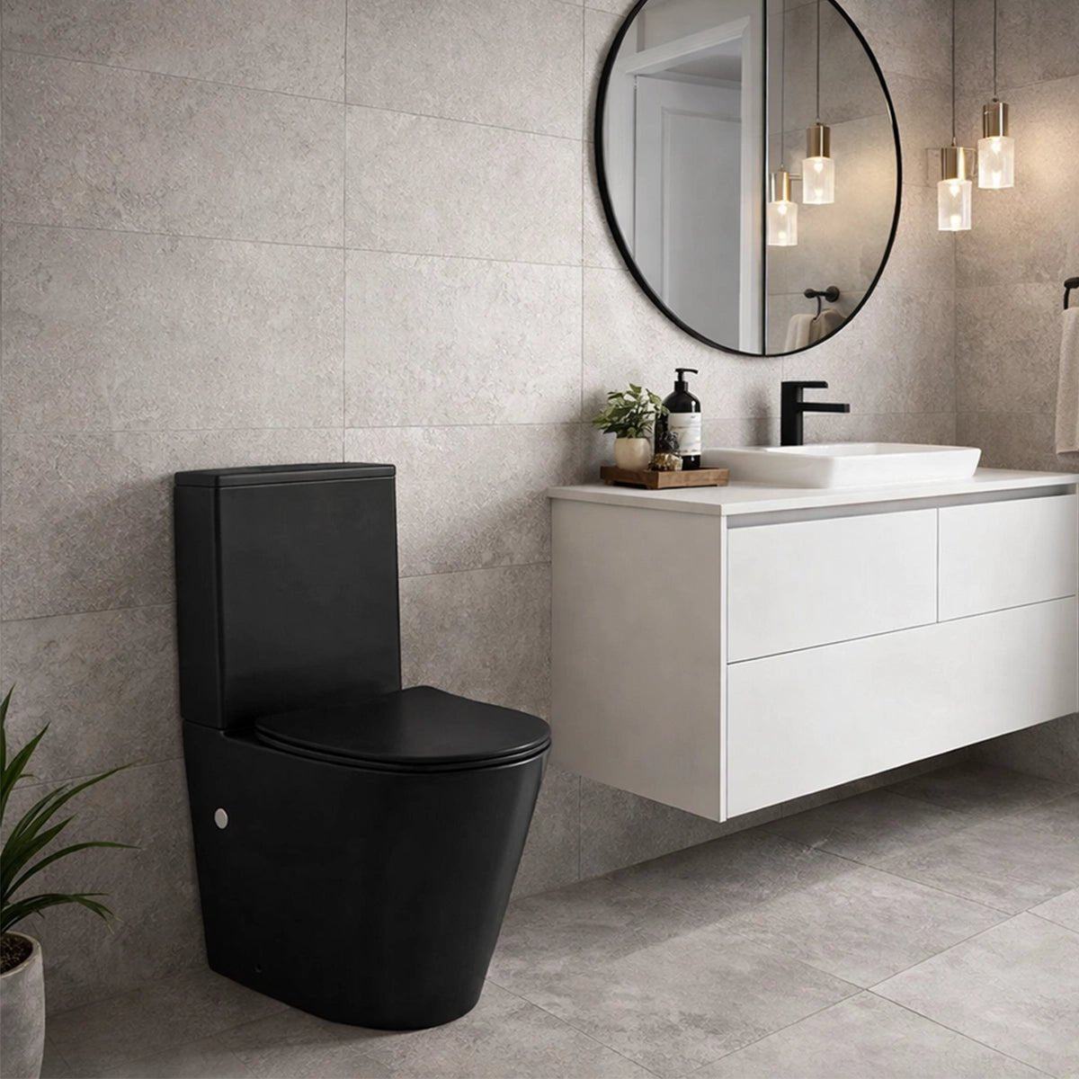 Inodoro tanque bajo negro mate Yara - Thebath