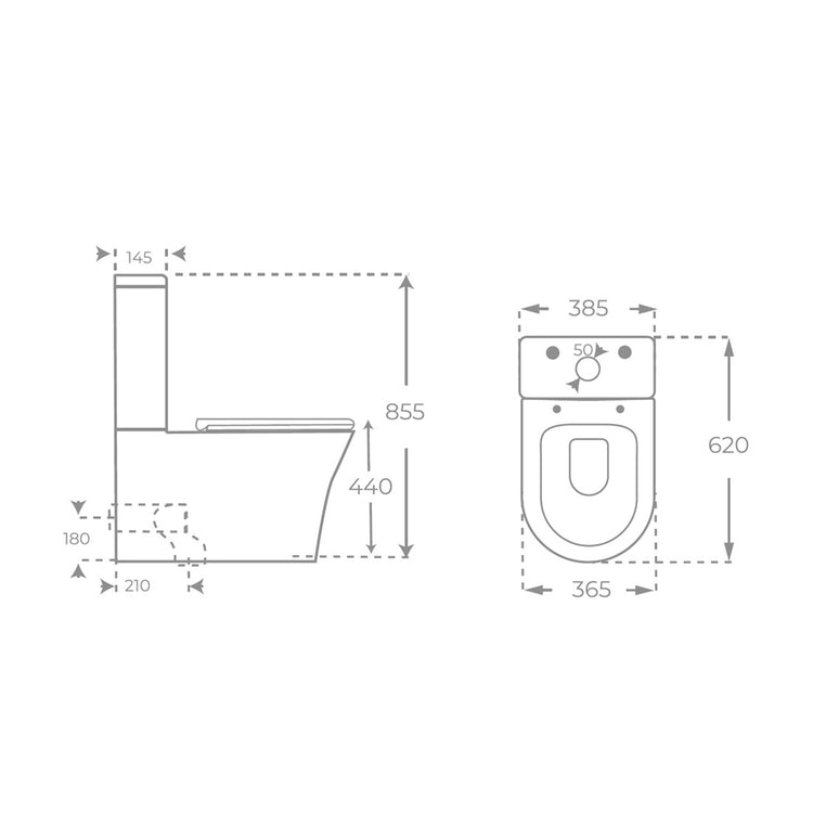 WC à réservoir bas Rimless Lido