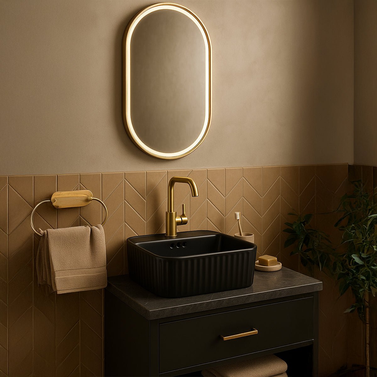 Lavabo cuadrado negro mate Seul - Thebath