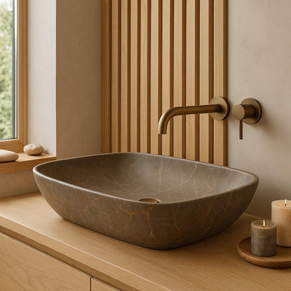 Lavabo de baño sobre encimera marrón Oriol - Thebath