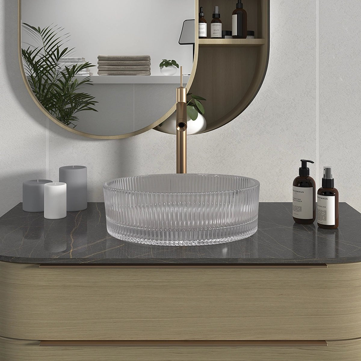 Lavabo de cristal sobre encimera redondo Zara - The Bath