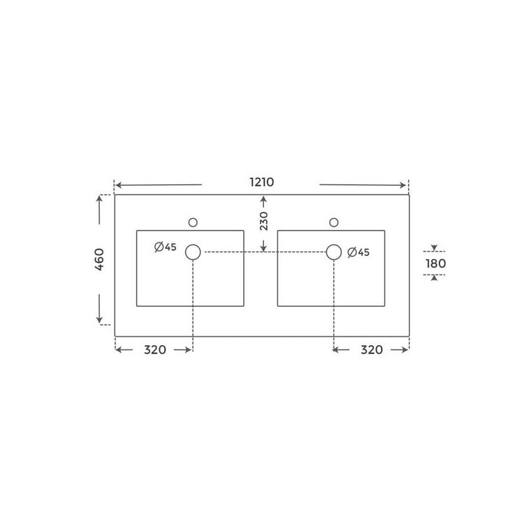 Lavabo double poitrine sur meuble