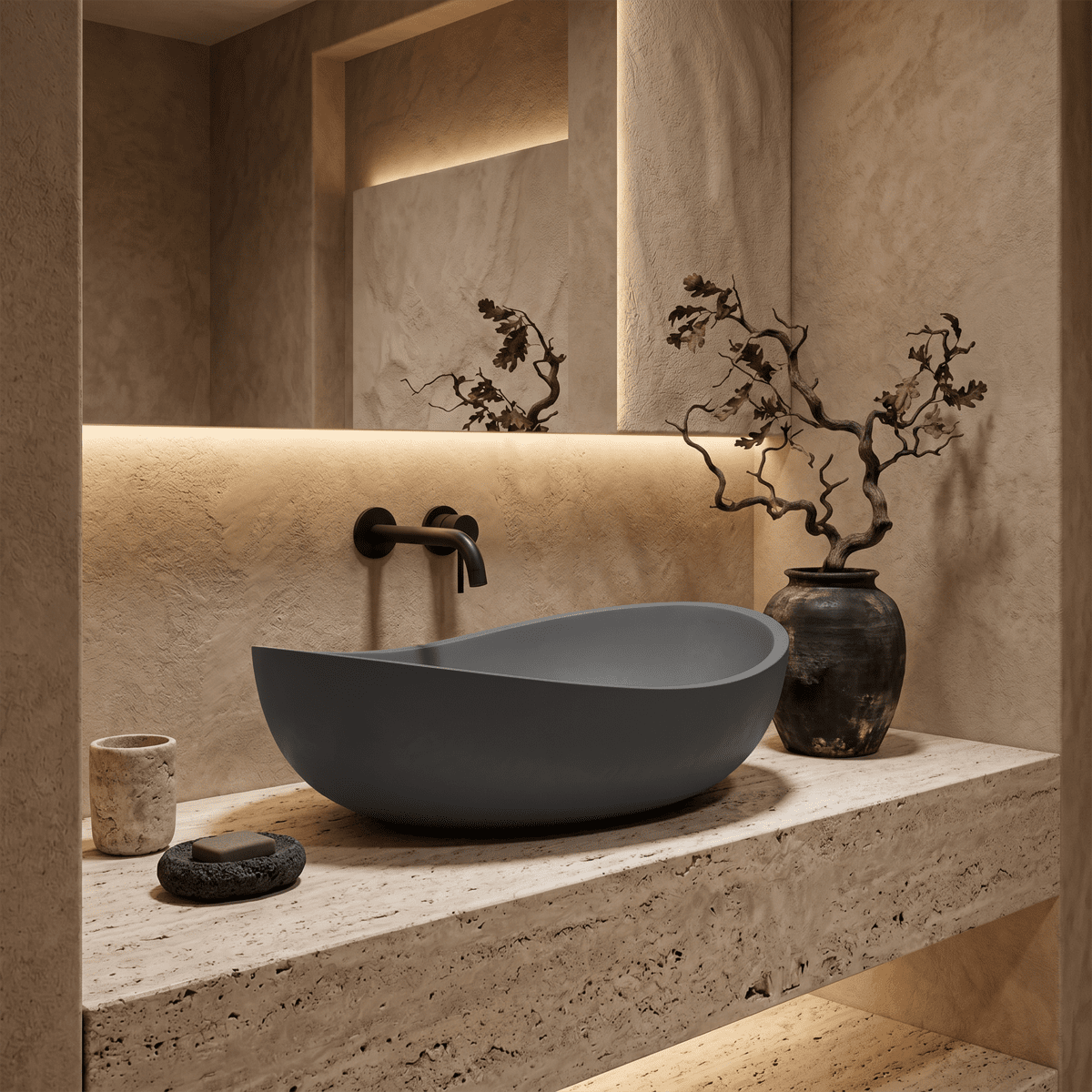 Lavabo gris sobre encimera Volux - The Bath