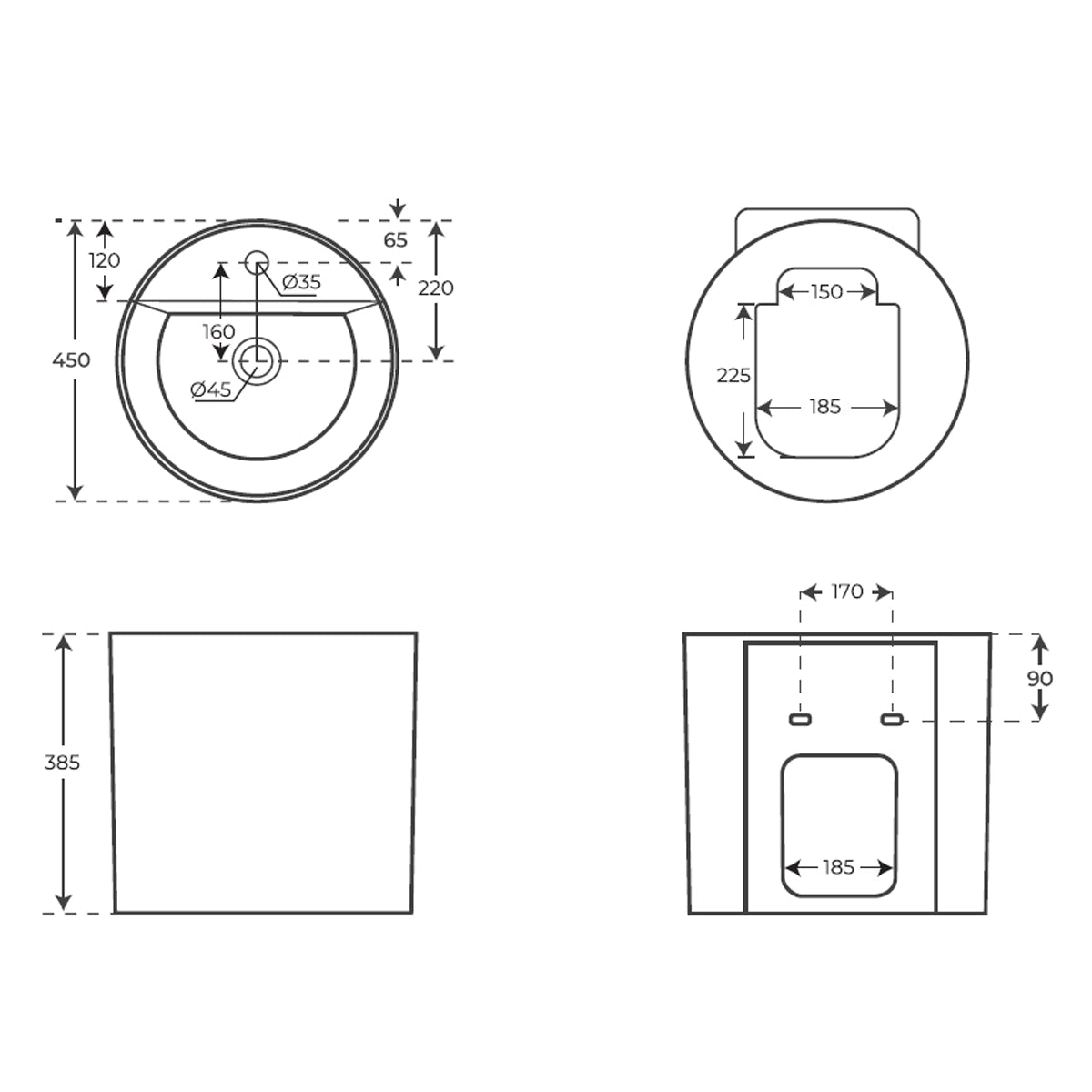 Lavabo suspendido redondo Levi - The Bath