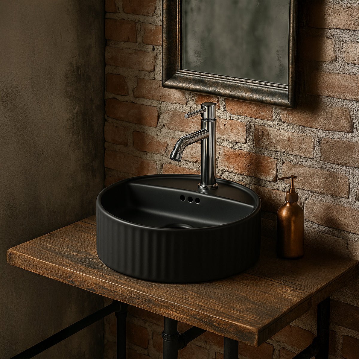 Lavamanos circular negro mate Seul - Thebath
