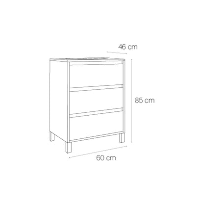 Mueble baño 3 cajones con patas Jade - Thebath