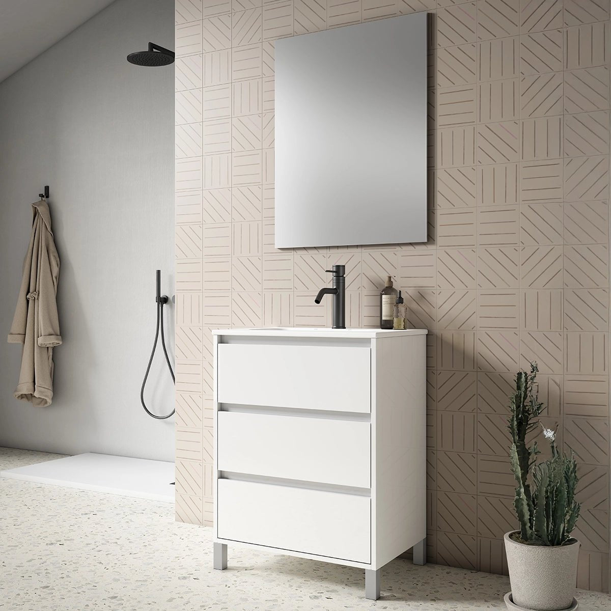 Mueble baño 3 cajones con patas Jade - Thebath