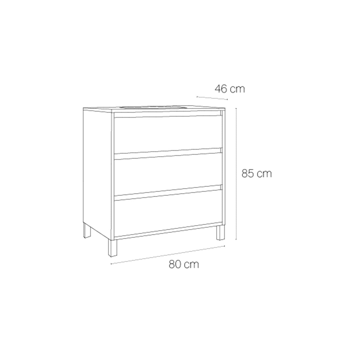 Mueble baño 3 cajones con patas Jade - Thebath