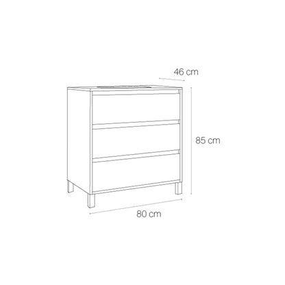 Mueble baño 3 cajones con patas Jade - Thebath