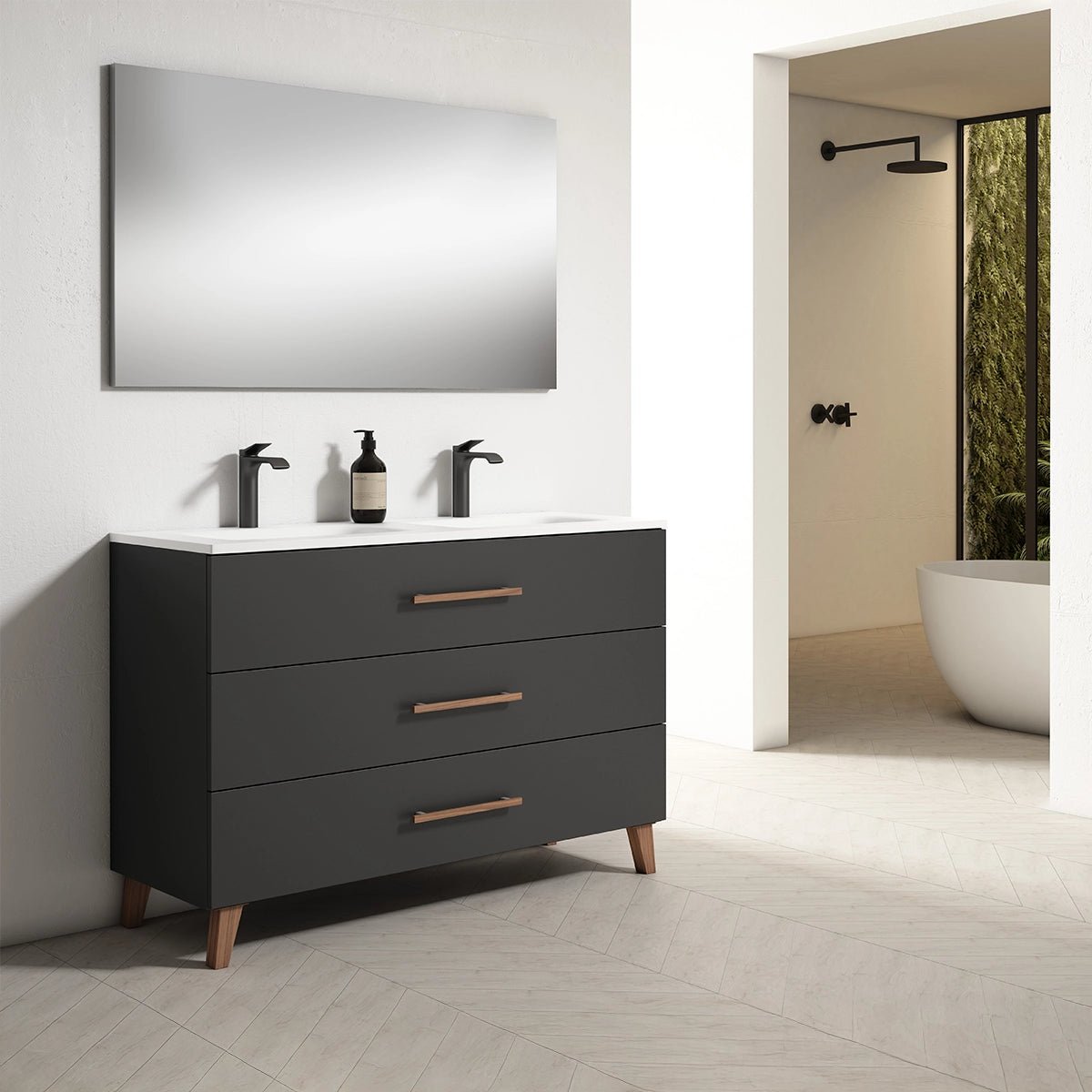 Mueble baño 3 cajones doble seno Fusta - Thebath