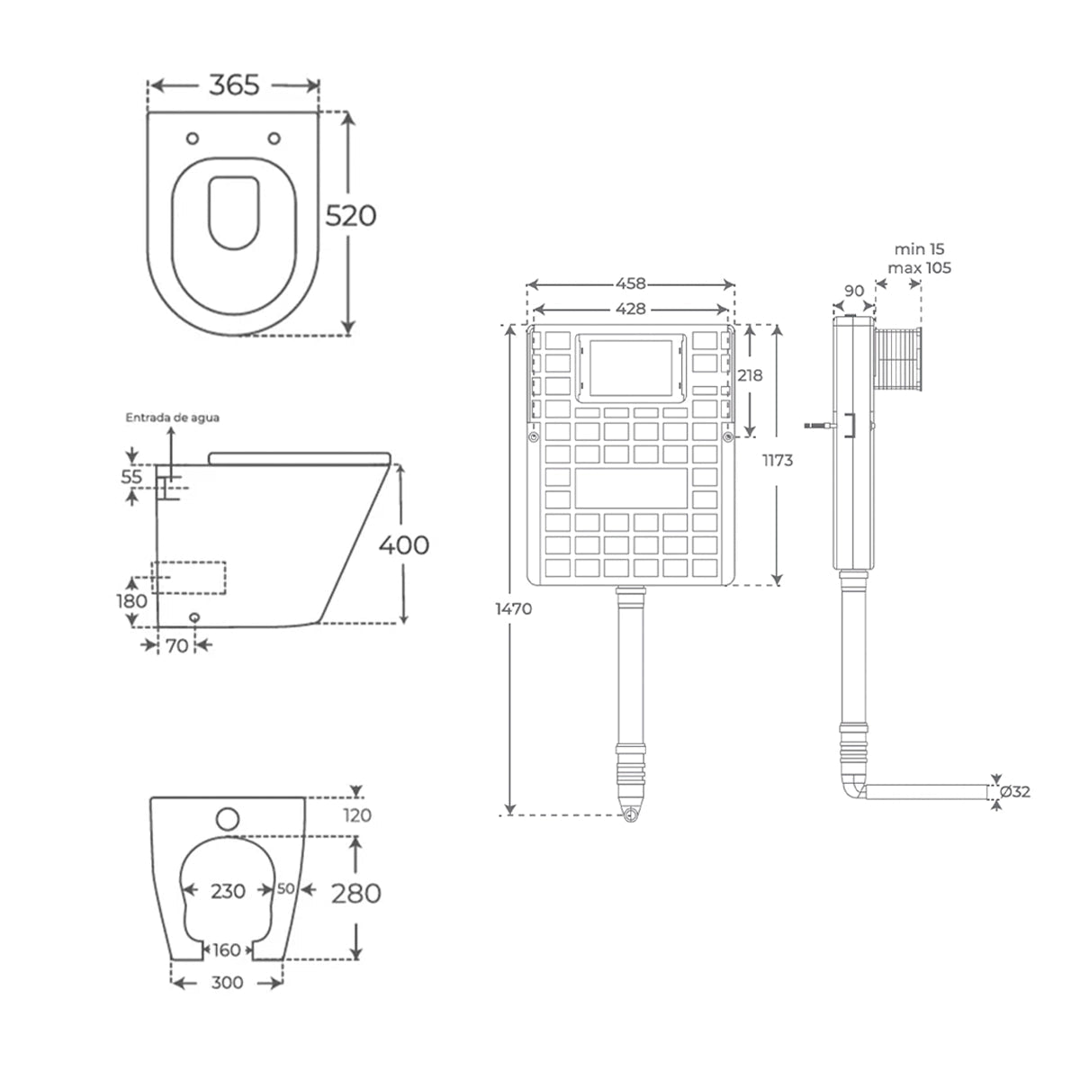 Pack cisterna + inodoro compacto Venecia - The Bath