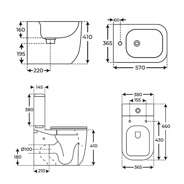 Pack WC + bidet noir mat Zen