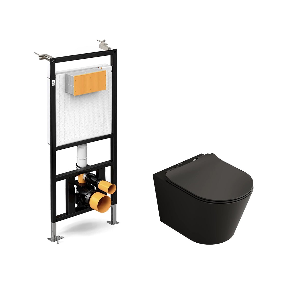 Pack inodoro Bolonia negro mate + cisterna empotrada suspendida - The Bath