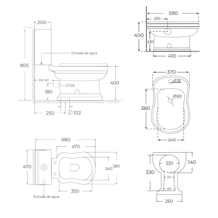 Pack WC classique + bidet Atenas