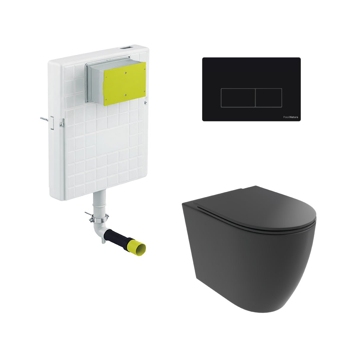 Pack inodoro compacto negro Elba + cisterna empotrada - The Bath