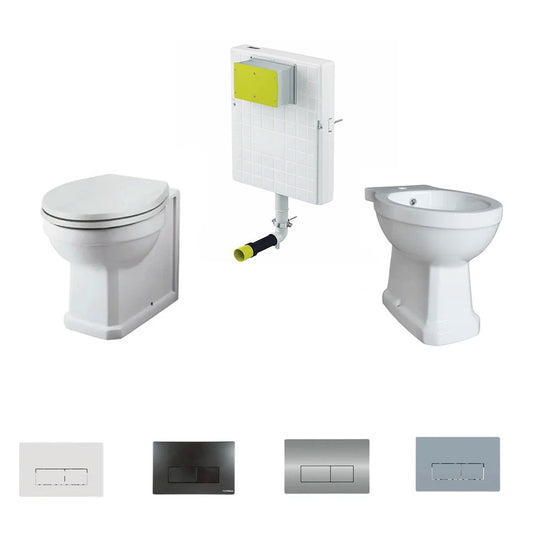 Pack inodoro compacto York Style + Cisterna empotrada compacta + Bidet York - The Bath