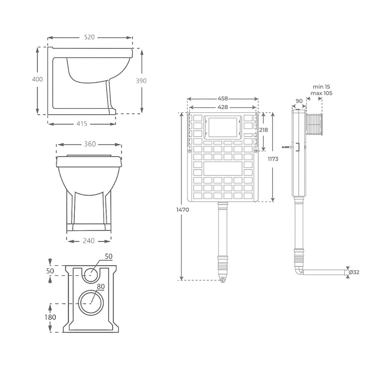 Pack toilette compact York Style + réservoir compact encastrable