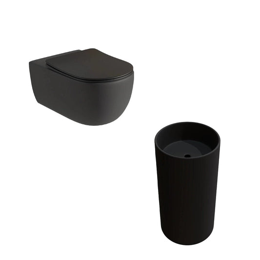 Pack Inodoro Negro Mate + Lavabo Negro Mate Líjar - Thebath