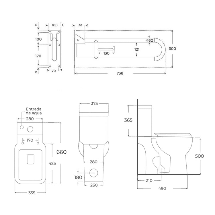 Pack wc oslo PMR + barre de pliage