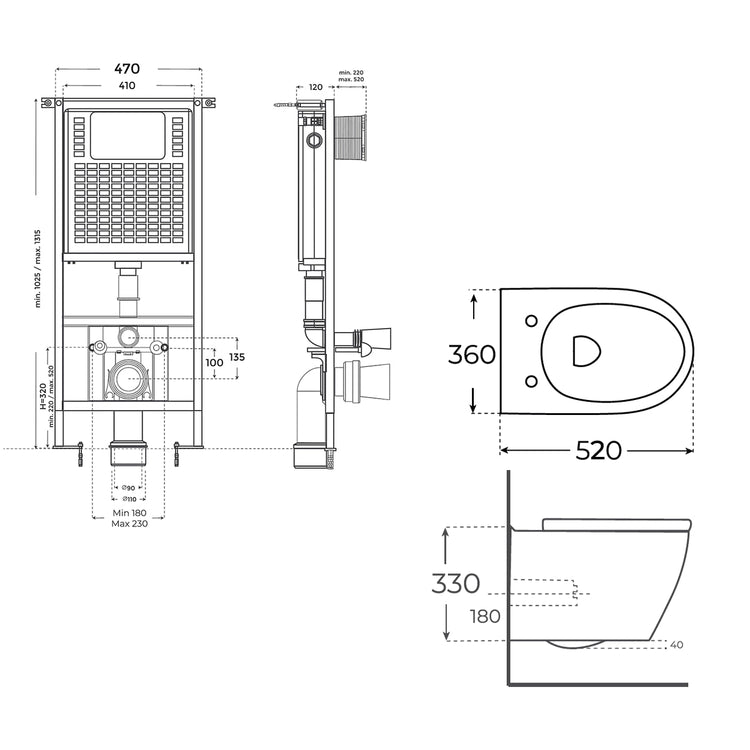 Pack WC suspendu Elba blanc brillant + réservoir encastré