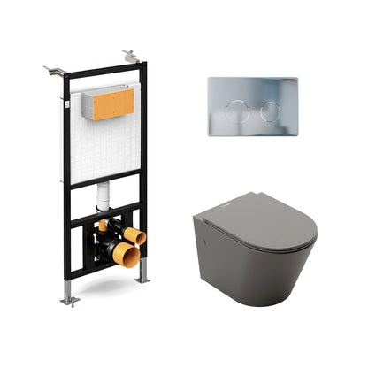 Pack inodoro suspendido gris mate Venecia + cisterna empotrada - The Bath