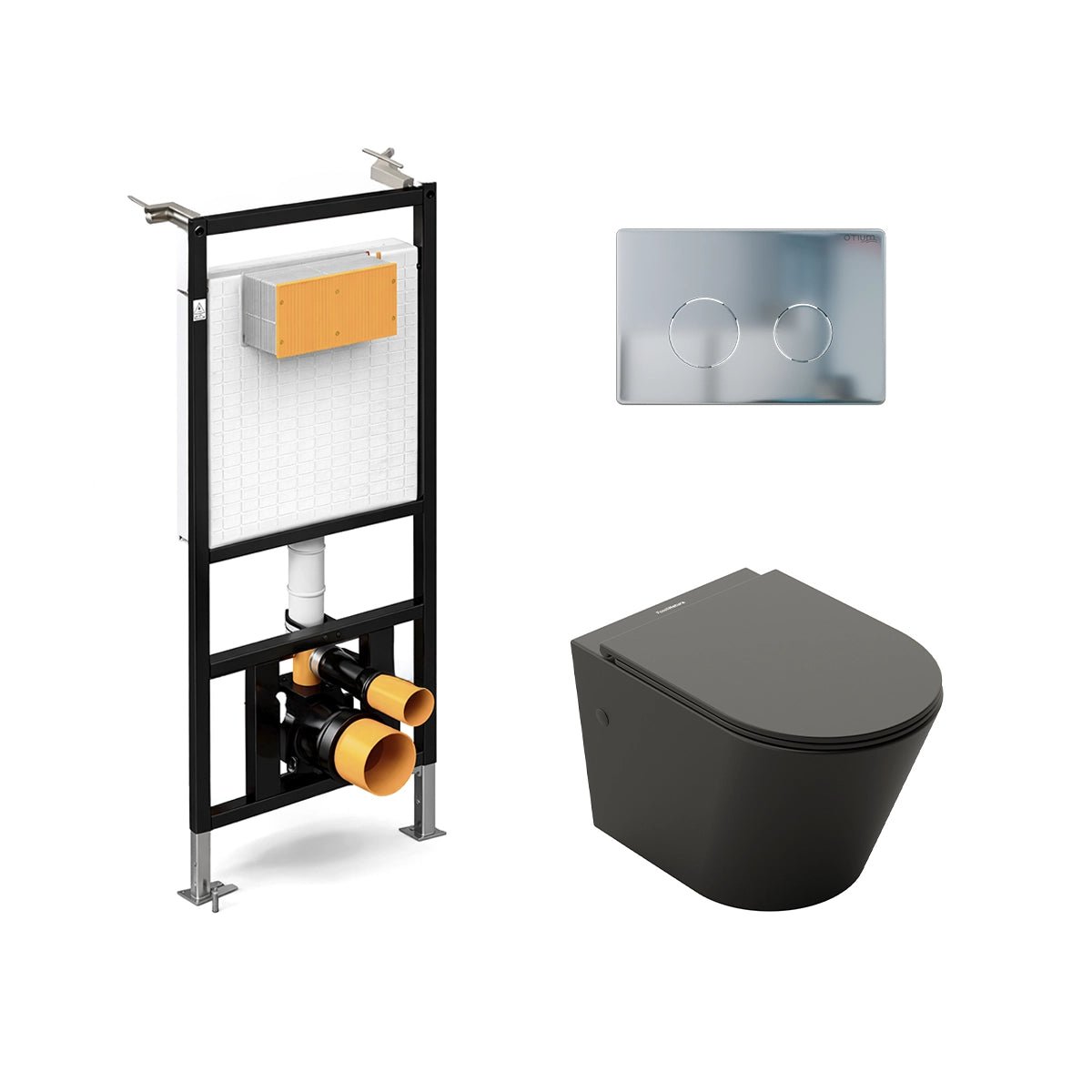 Pack inodoro suspendido negro mate Venecia + cisterna empotrada - The Bath