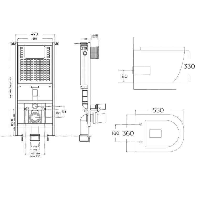 Pack wc suspendu noir mat Veron + réservoir encastré