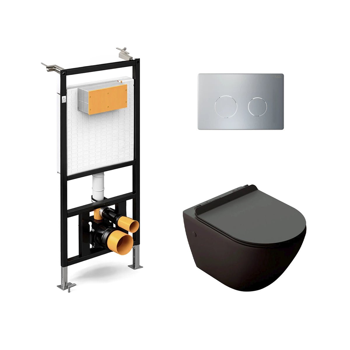 Pack inodoro suspendido negro mate Veron + cisterna empotrada - The Bath