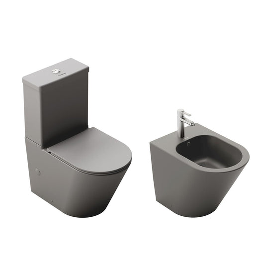 Pack inodoro tanque bajo + bidé gris mate Venecia - The Bath