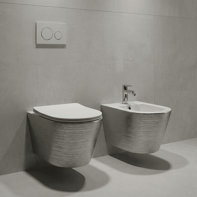Pack inodoro y bidé suspendido Umbra Plata - Blanco - The Bath