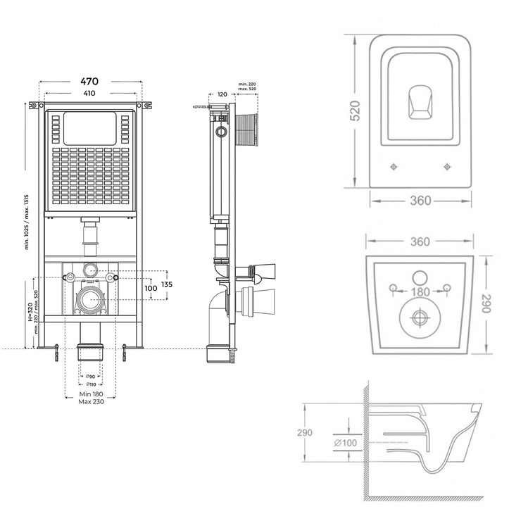 Pack suspendu citerne à encastrer + WC Pendant Suspendu