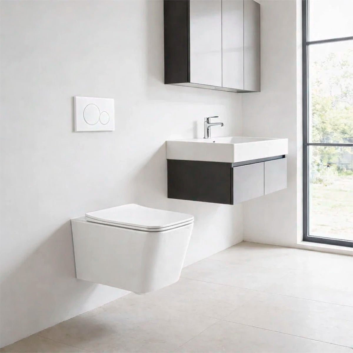 Pack suspendido cisterna empotrada + Wc Suspendido Corvo Rimless - The Bath