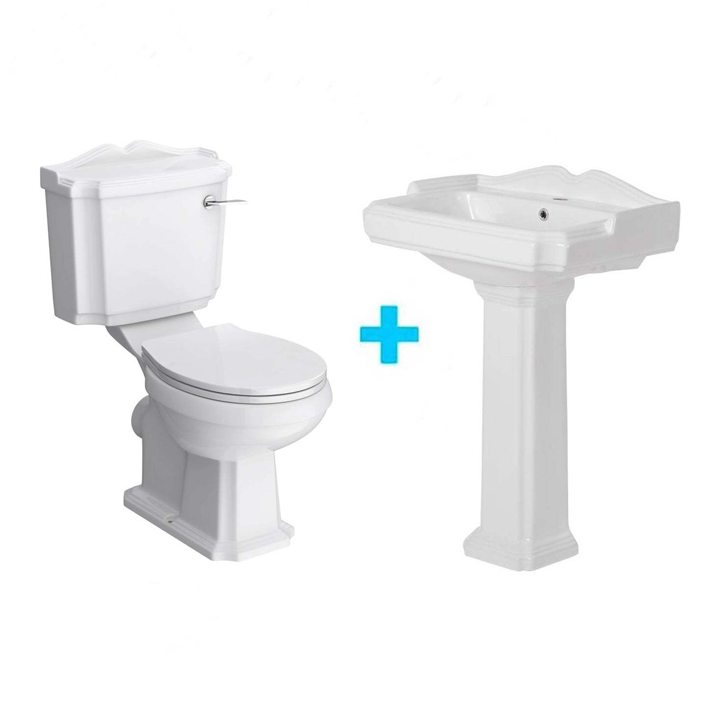Toilette classique de style York + lavabo sur pied de style York