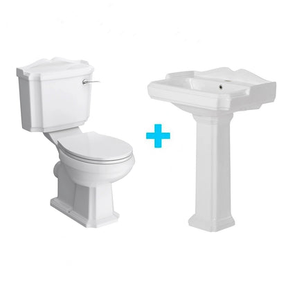 Toilette classique de style York + lavabo sur pied de style York