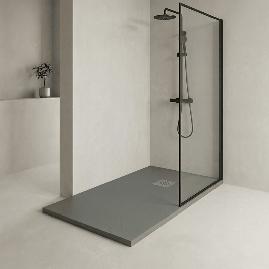 Plato de ducha gris de resina Esencial - The Bath