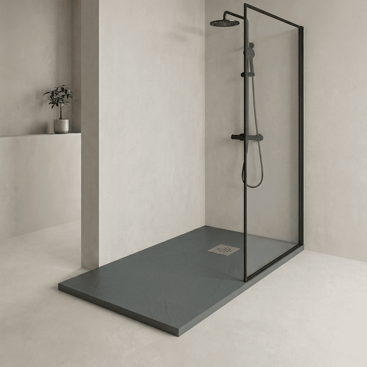 Plato ducha resina textura pizarra Esencial - The Bath