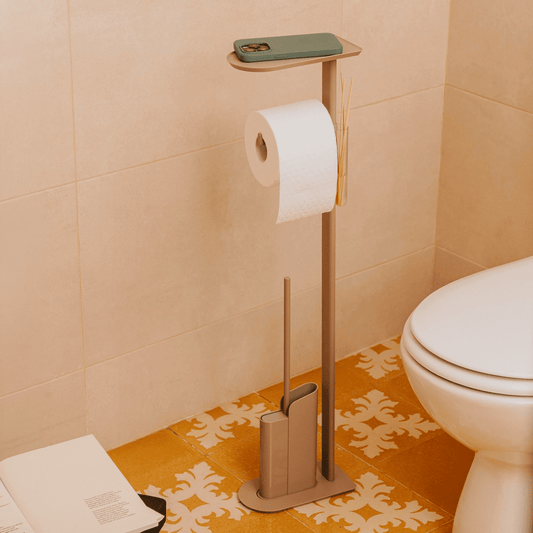 Portarrollos y escobillero de pie Flat - The Bath