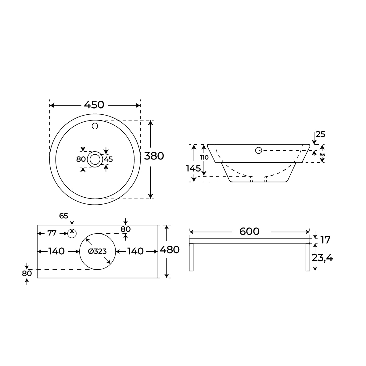 Lavabo con encimera Saona Bowl - Thebath