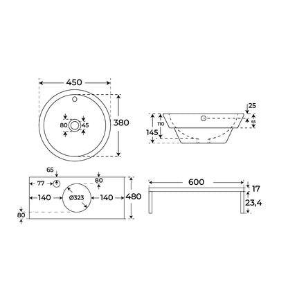 Lavabo con encimera Saona Bowl - Thebath
