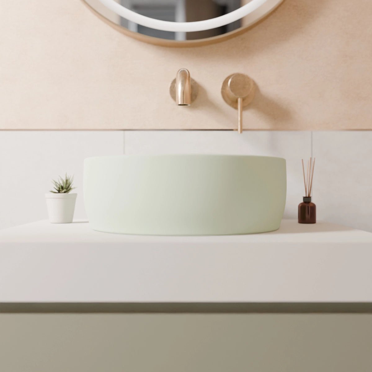 Lavabo verde menta redondo Jana - Thebath