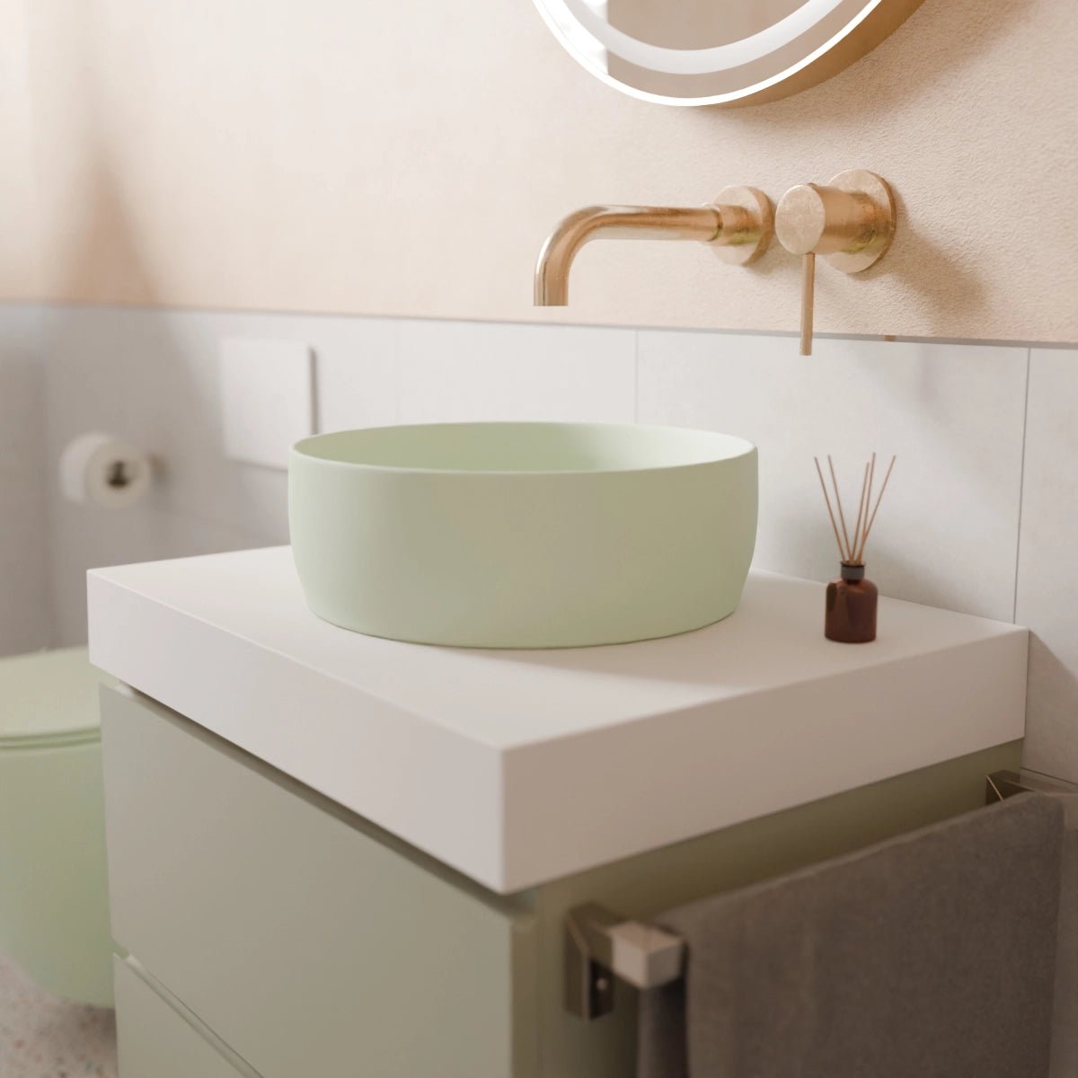 Lavabo verde menta redondo Jana - Thebath