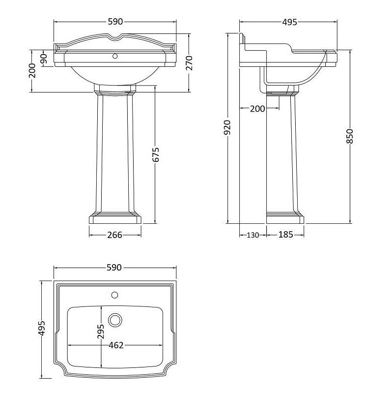 Toilette classique de style York + lavabo sur pied de style York